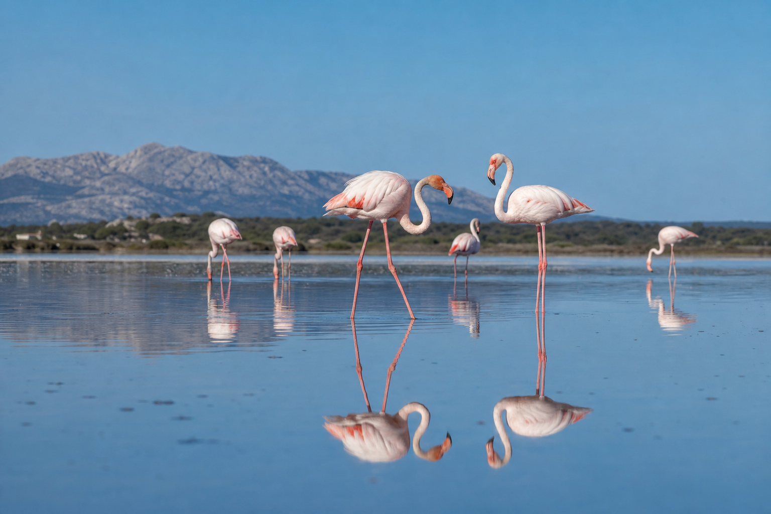 Flamingos in der Lagune